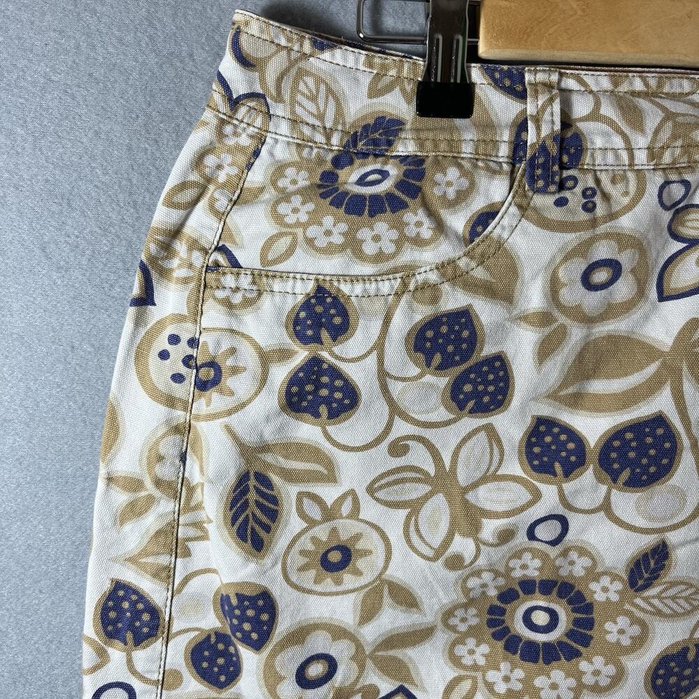 BODEN Floral Print 100% Cotton Straight Mini Skirt Pockets 14 Ivory - Picture 2 of 8